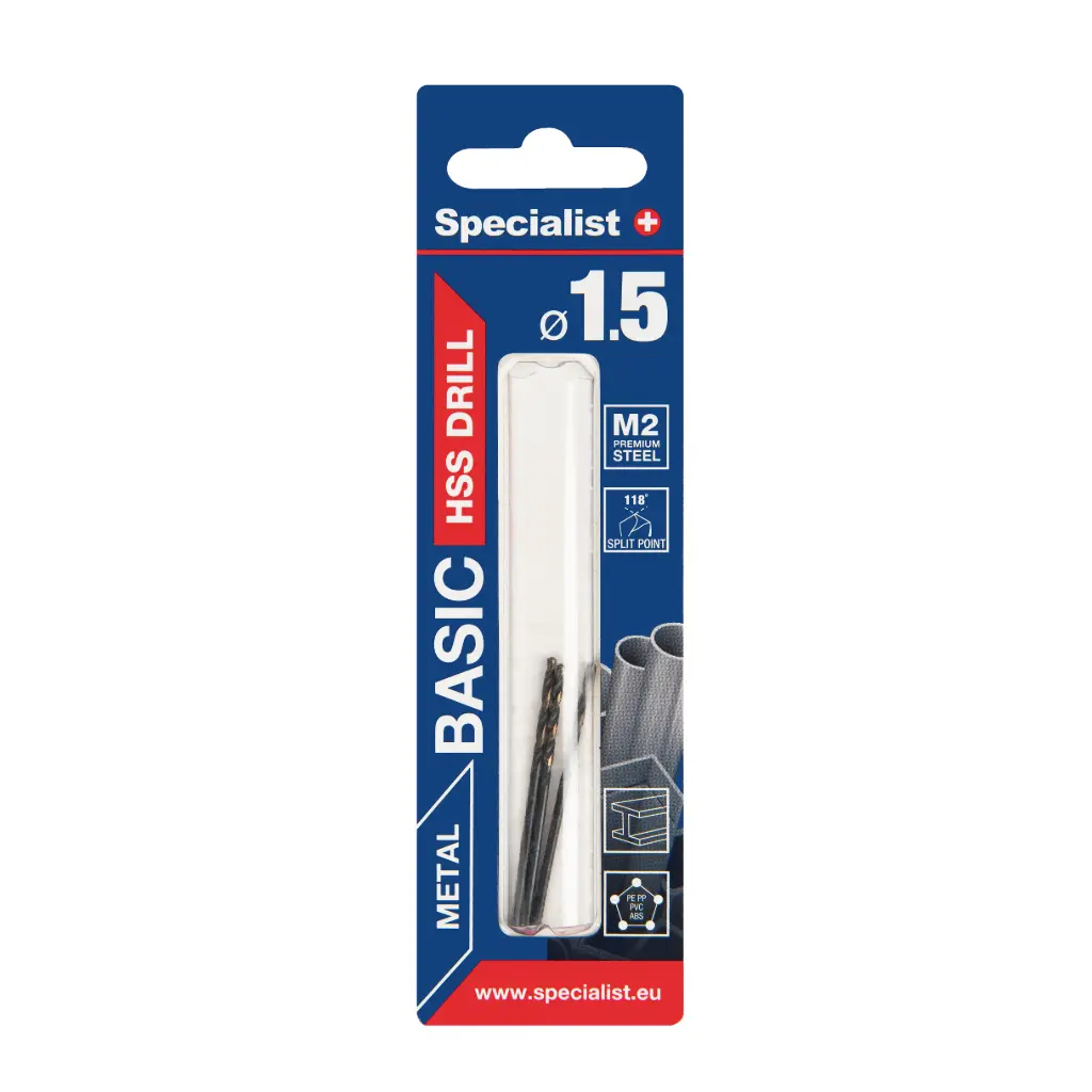 SPECIALIST+ metalo grąžtas BASIC, 1.5mm, 3vnt.