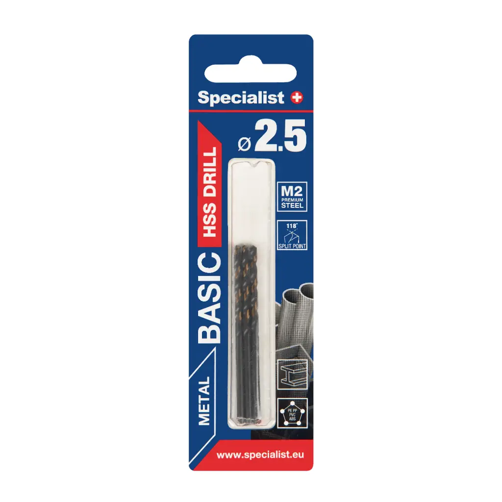 SPECIALIST+ metalo grąžtas BASIC, 2.5mm, 3 vnt.