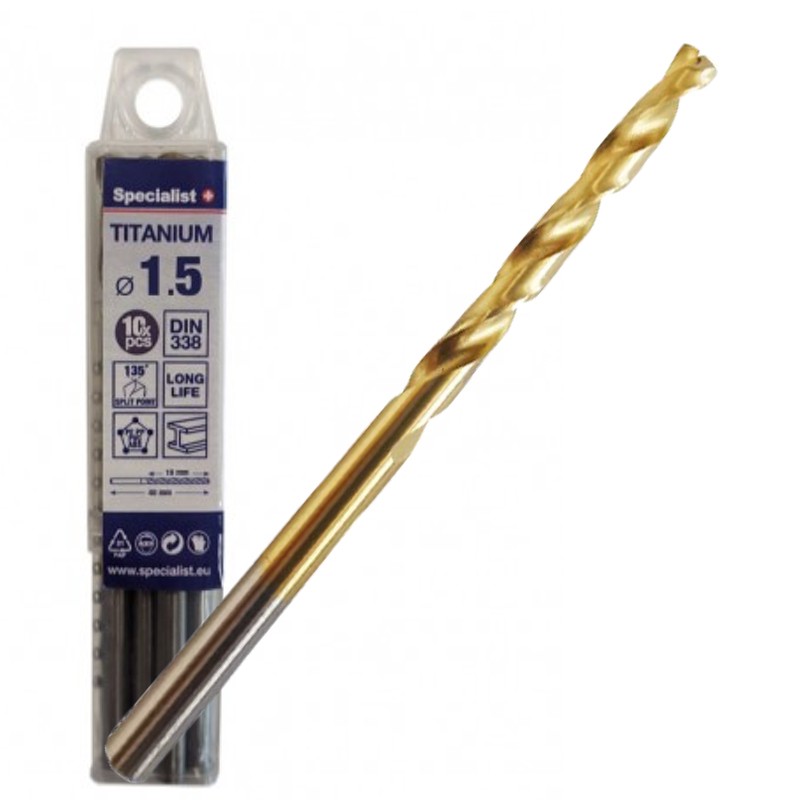 SPECIALIST+ metalo grąžtas TITAN, 1.5 mm, 10 vnt.