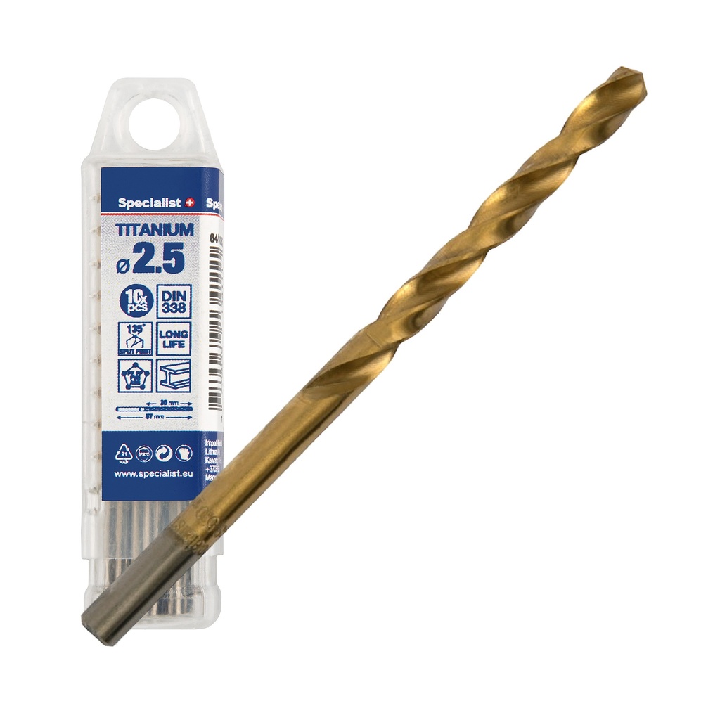 SPECIALIST+ metalo grąžtas TITAN, 2.5 mm, 10 vnt.