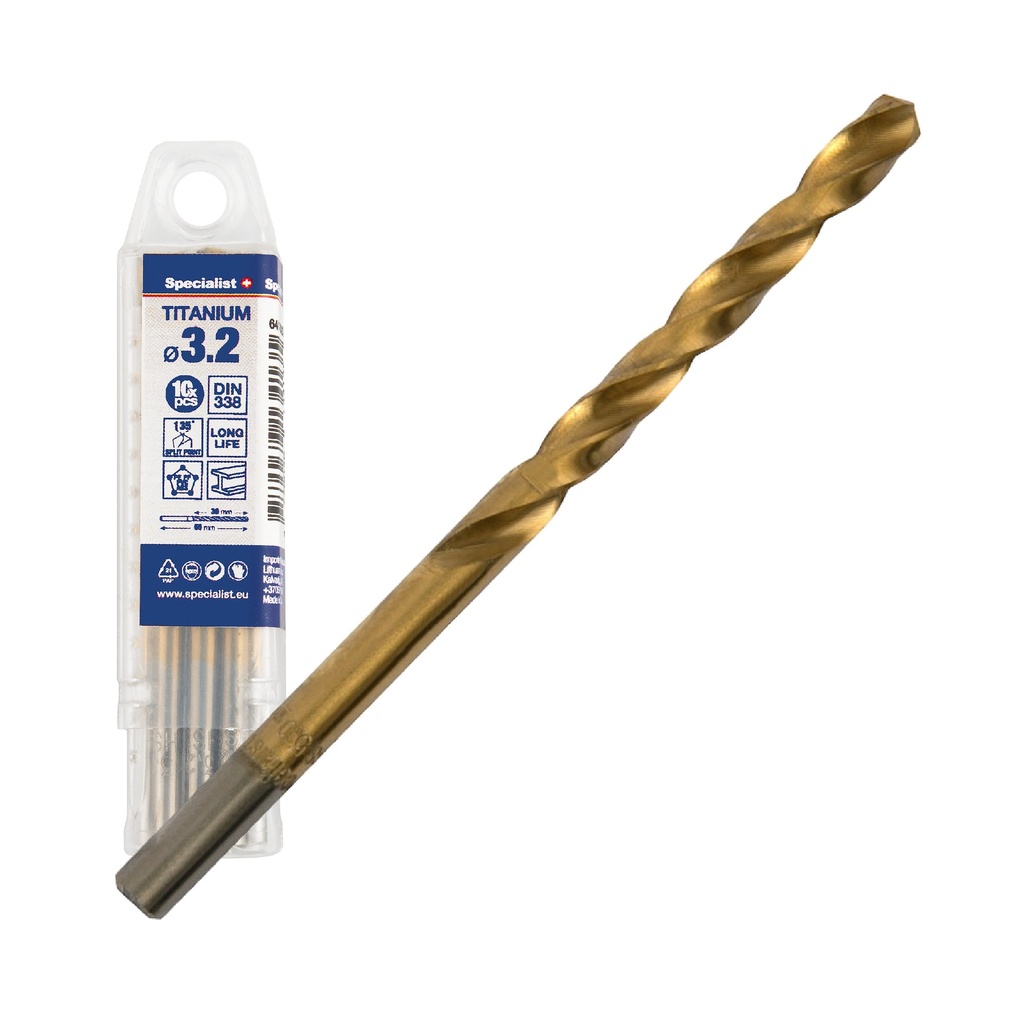 SPECIALIST+ drill bit TITAN, 3.2 mm, 10 pcs