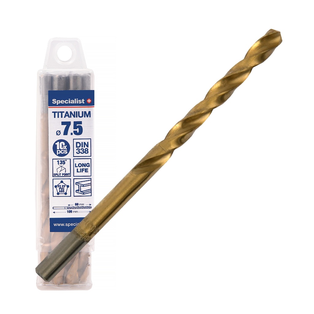 SPECIALIST+ drill bit TITAN, 7.5 mm, 10 pcs