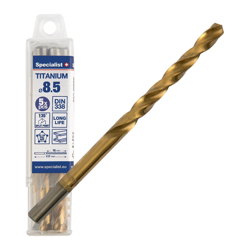 SPECIALIST+ drill bit TITAN, 8.5 mm, 5 pcs