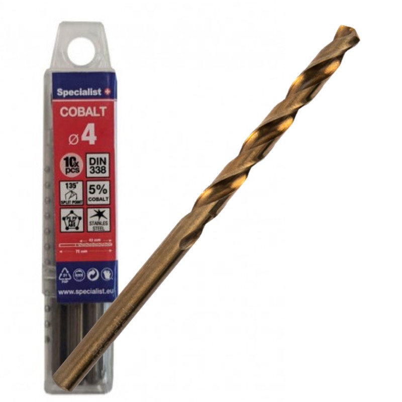 SPECIALIST+ metal drill bit COBALT, 4.0 mm, 10 pcs