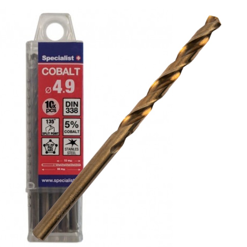 SPECIALIST+ metal drill bit COBALT, 4,9 mm, 10 pcs