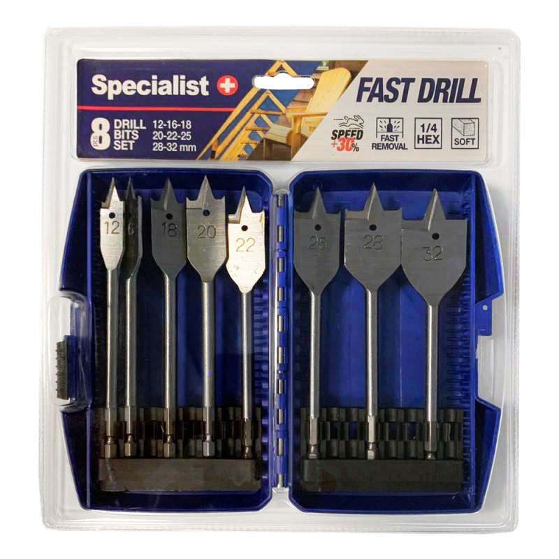 SPECIALIST+ plunksninių grąžtų rinkinys, 8 vnt.