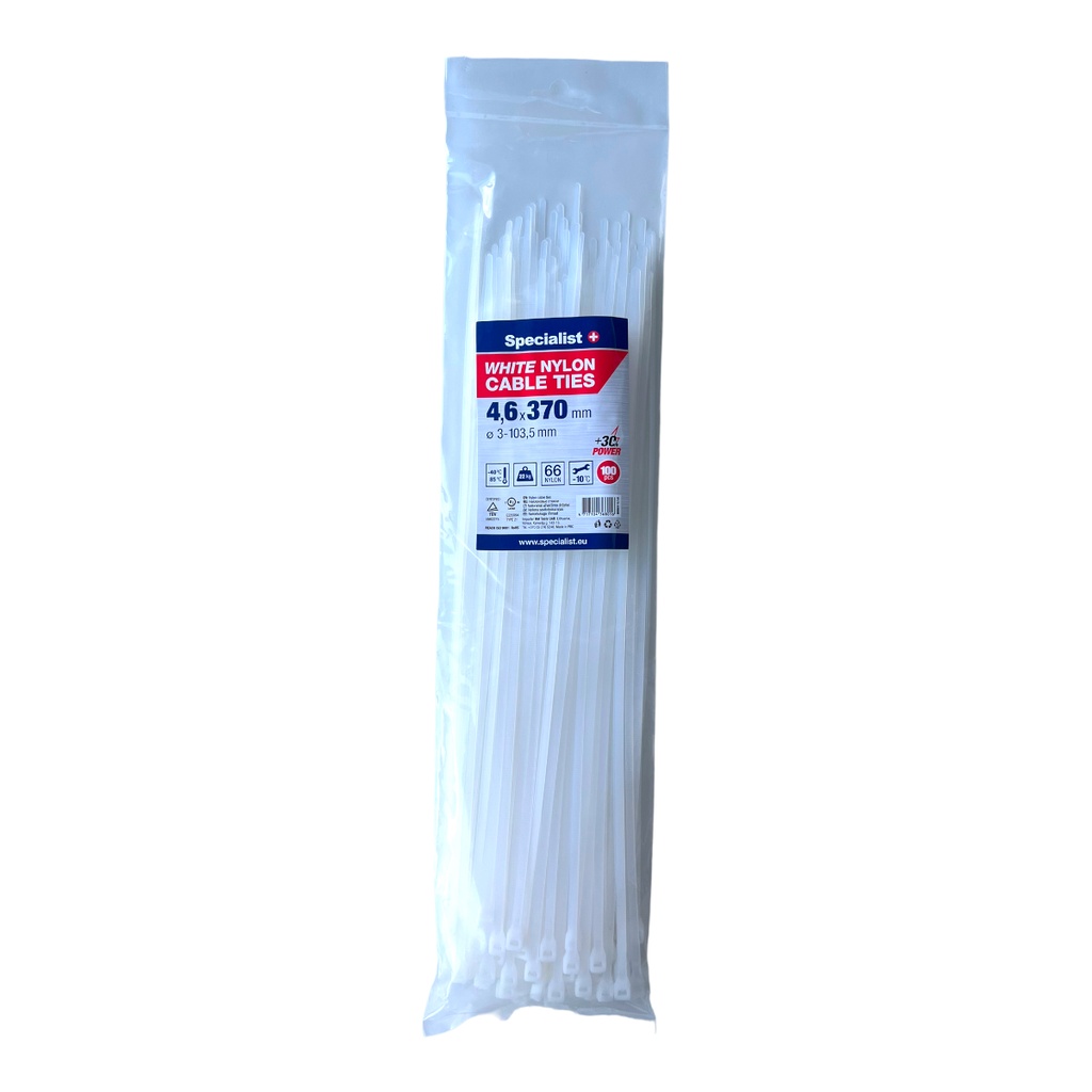 SPECIALIST+ nailonist kaabliside, valge, 3.6x150 mm, 100 tk