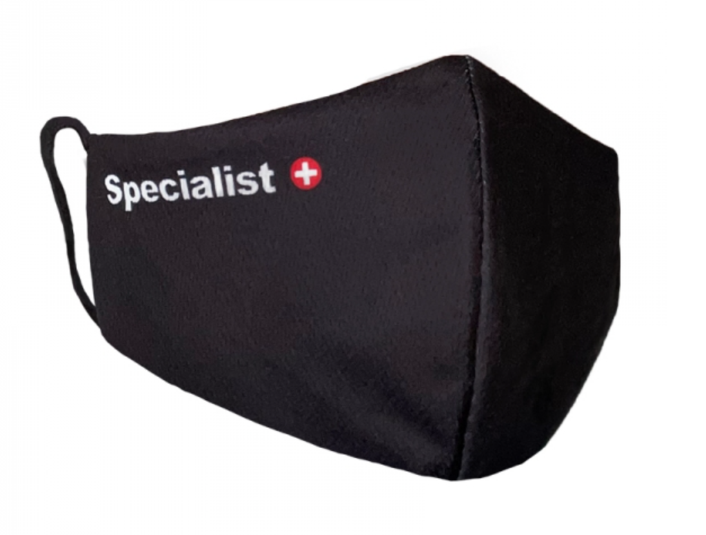 Black SP+ face mask with logo