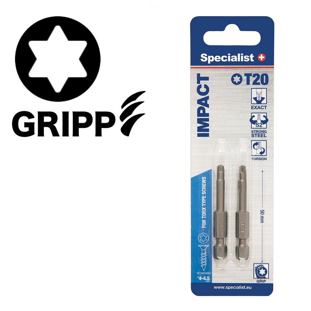 SPECIALIST+ kruvikeeraja otsik TORX GRIP T20, 50 mm, 2 tk