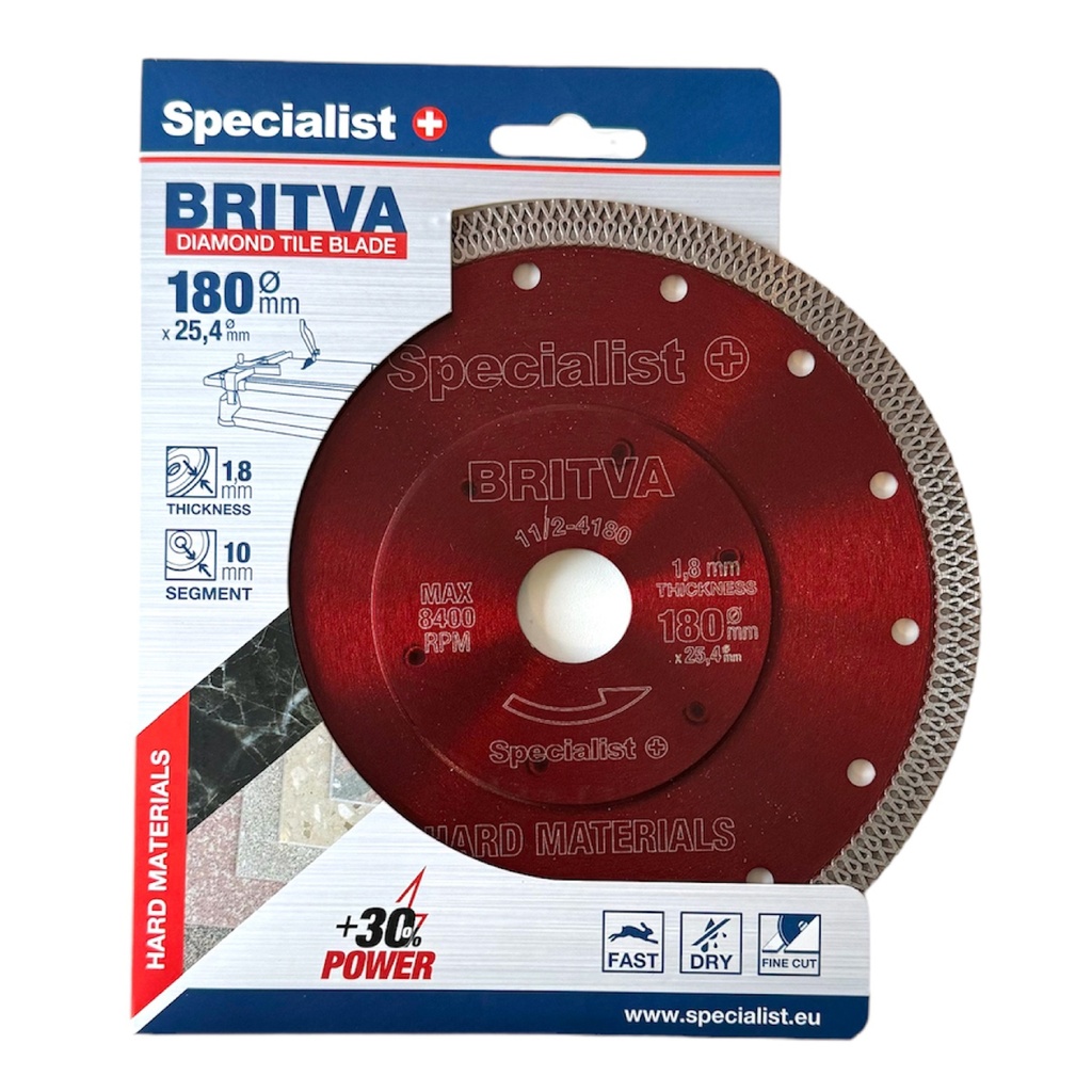 SPECIALIST+ diamond cutting disc BRITVA, 180x1,8x25,4 mm