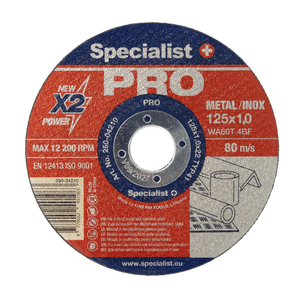SPECIALIST+ metāla griešanas disks PRO, 125x1x22 mm