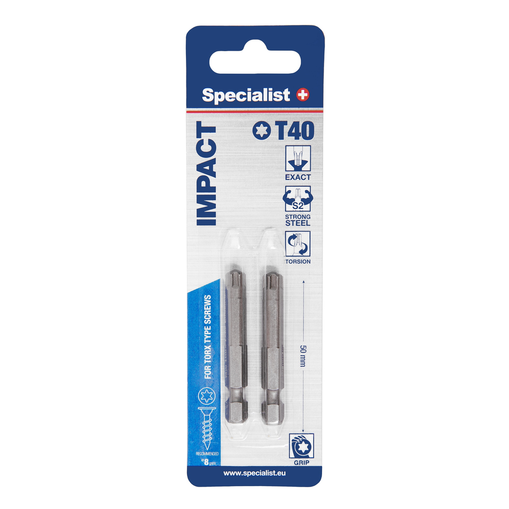 SPECIALIST+ Kruvikeeraja otsik TORX GRIP T40, 50mm, 2 vnt.