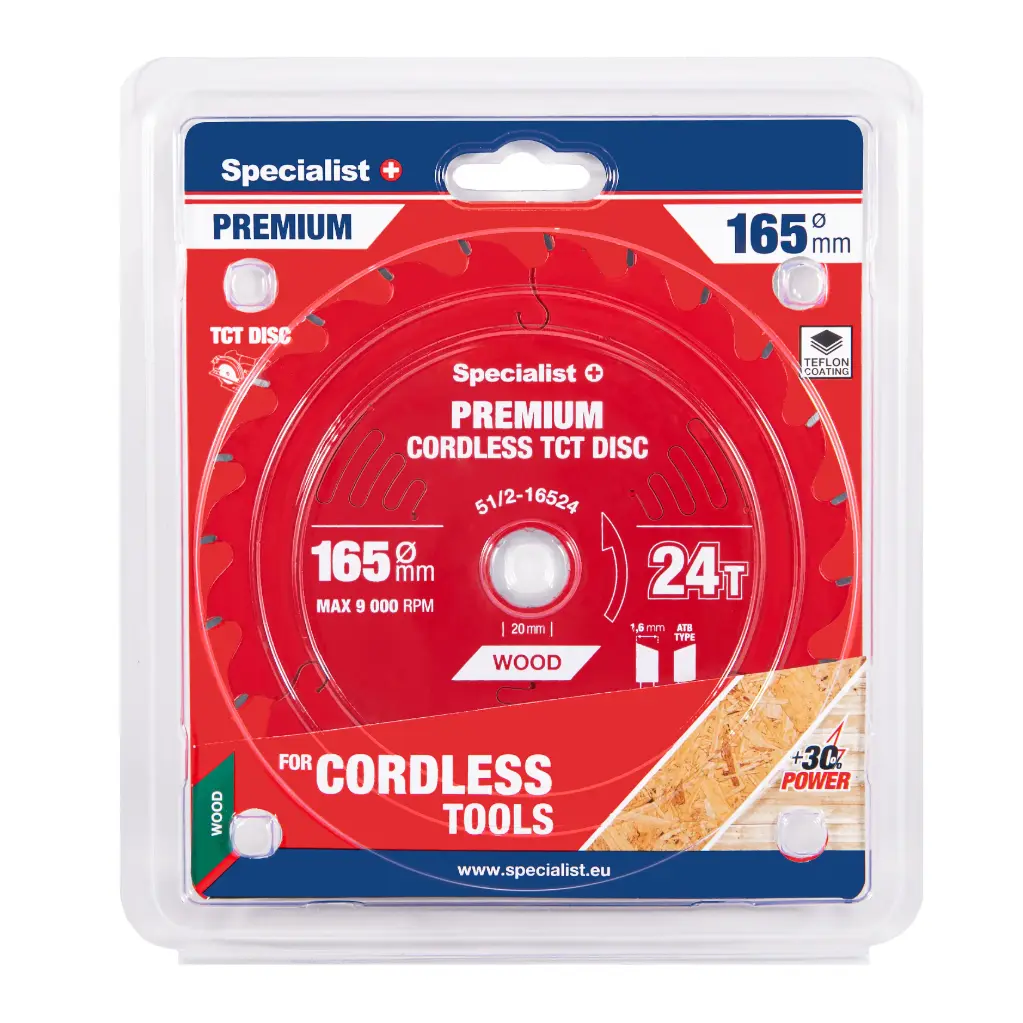 Pjovimo diskas 165x24Tx20mm, Cordless PREMIUM, SPECIALIST+