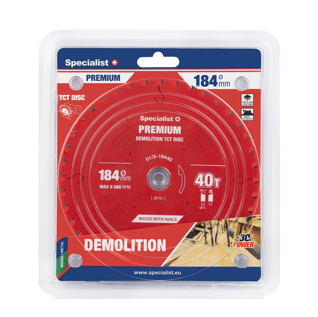 Cutting disc 184x24Tx20/16mm, Demolition PREMIUM, SPECIALIST+