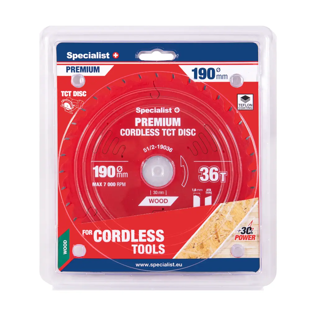 Pjovimo diskas 190x36Tx30mm, Cordless PREMIUM SPECIALIST+