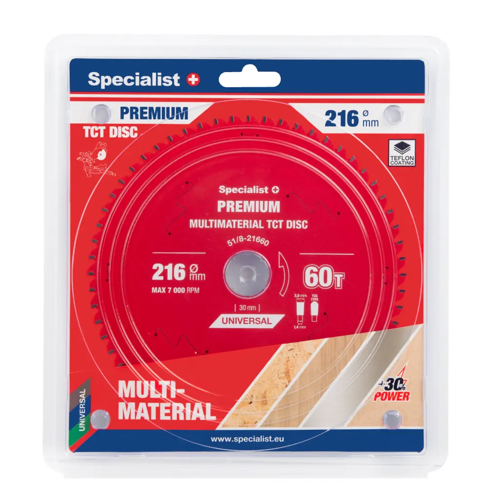 Pjovimo diskas 216x60Tx30mm, Multimaterial PREMIUM, SPECIALIST+ 