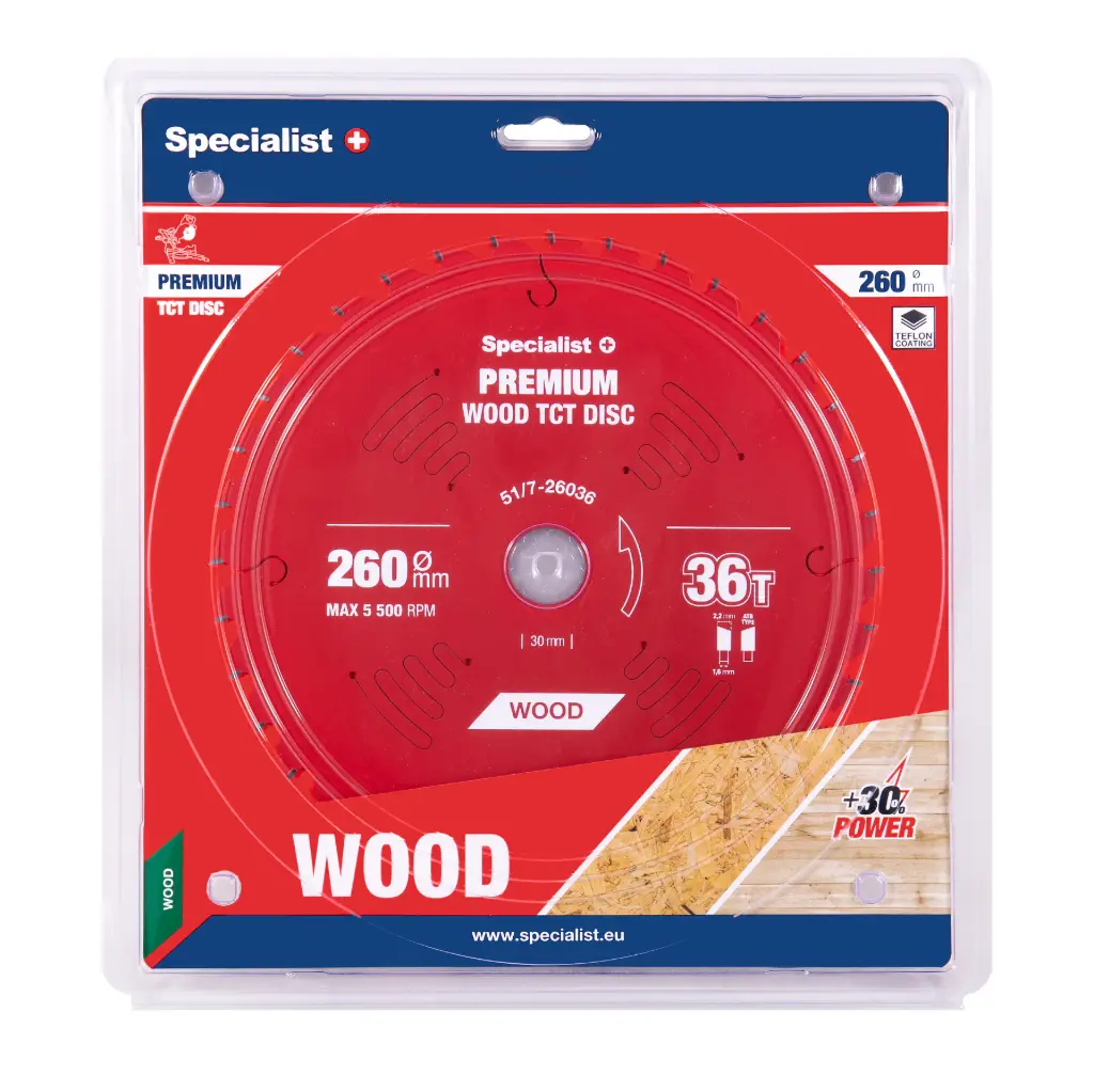 Cutting disc 260x36Tx30mm, Wood PREMIUM, SPECIALIST+ 
