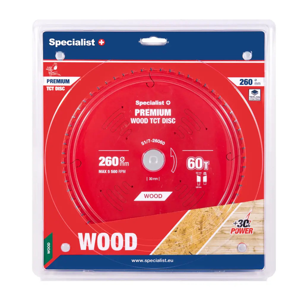 Cutting disc 260x60Tx30mm, Wood PREMIUM, SPECIALIST+ 