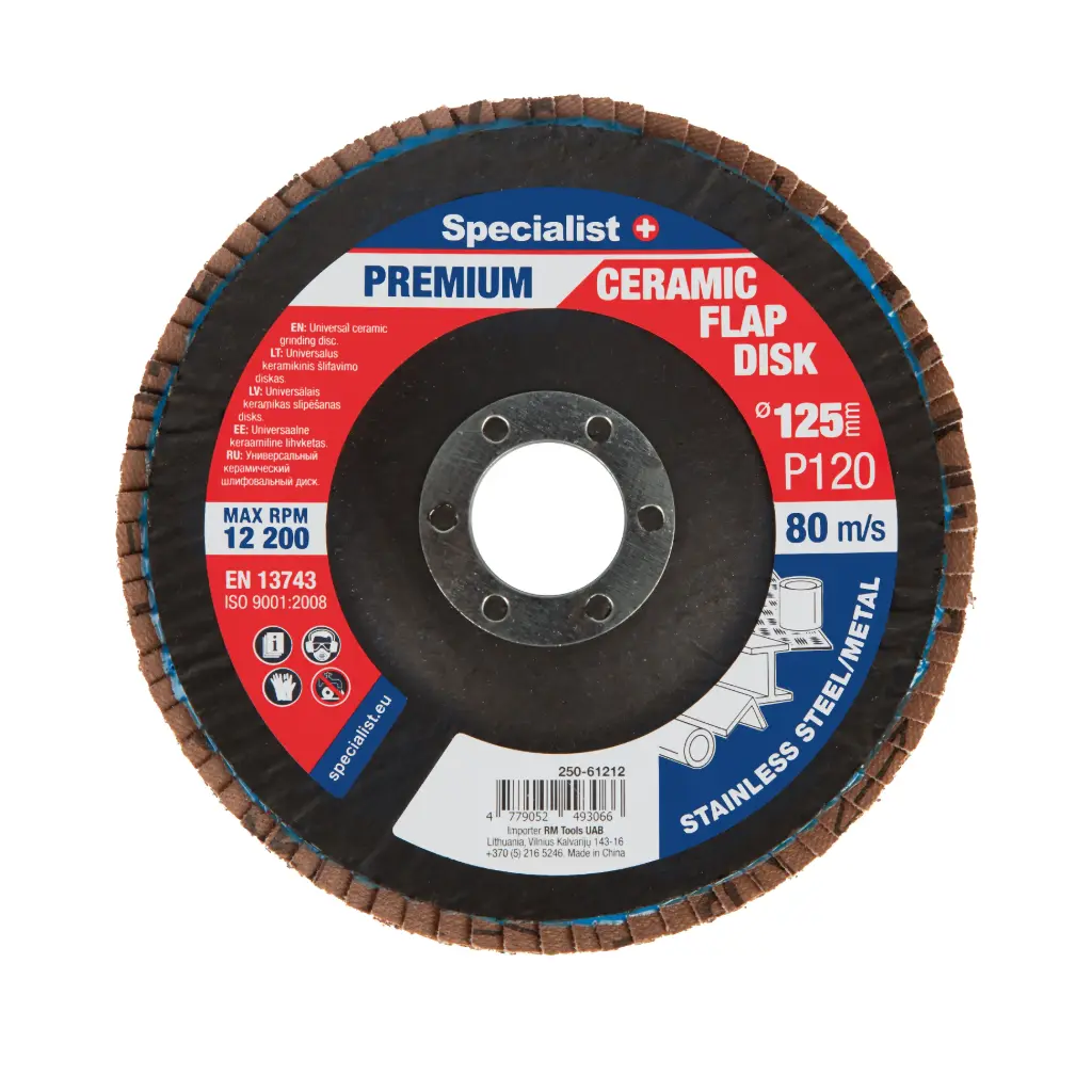 Flap sanding disc 125 mm, P120, Ceramic PREMIUM, SPECIALIST+
