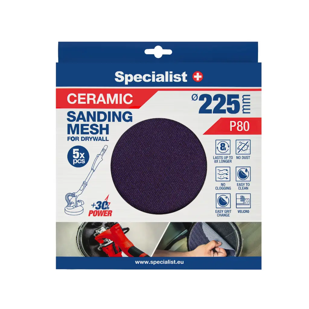 Specialist+ Ceramic Mesh Disc, 225 mm P80, 5 pcs