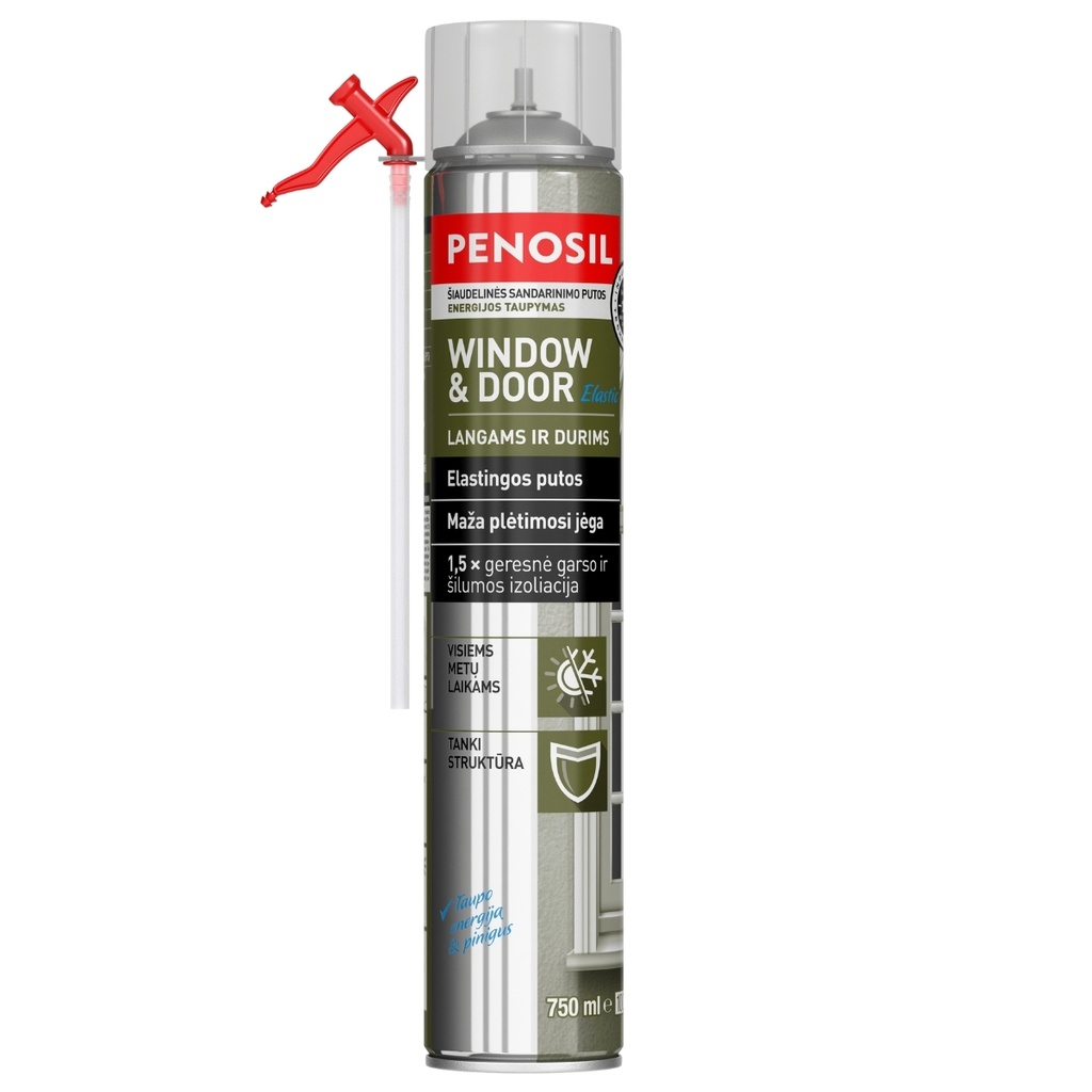 Elastingos langų sandarinimo putos Window & Door Elastic,750 ml, PENOSIL