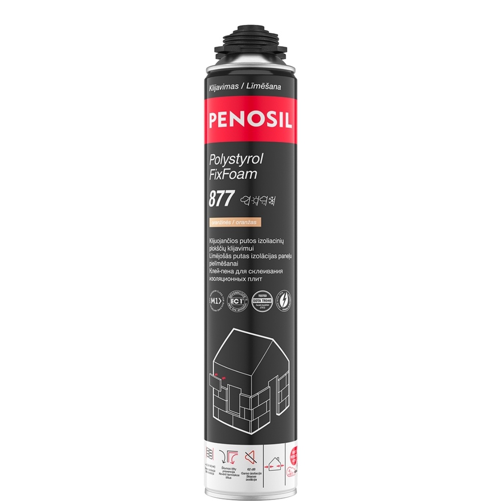 Klijuojančios putos Polystyrol FixFoam 877, oranžinės, 750 ml, PENOSIL