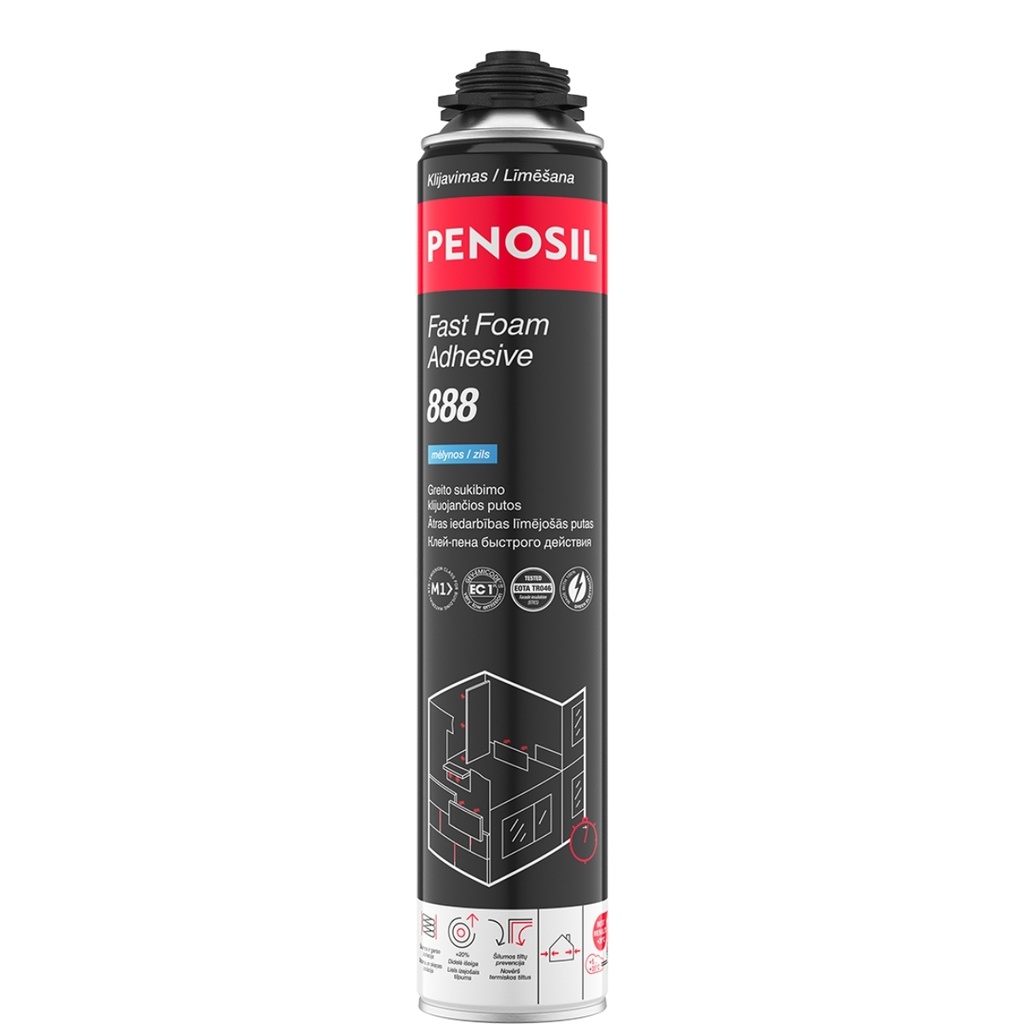 Greito sukibimo klijuojančios putos, mėlyna, Fast Foam Adhesive 888, 830 ml, PENOSIL