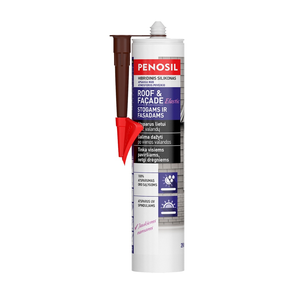 Elastne katuse- ja fassaadihermeetik Roof&Facade Elastic, pruun, 290 ml, PENOSIL