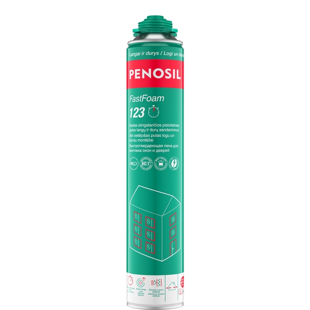 Pistoletinės sandarinimo putos, FastFoam 123, šviesiai geltona, 870 ml, PENOSIL 