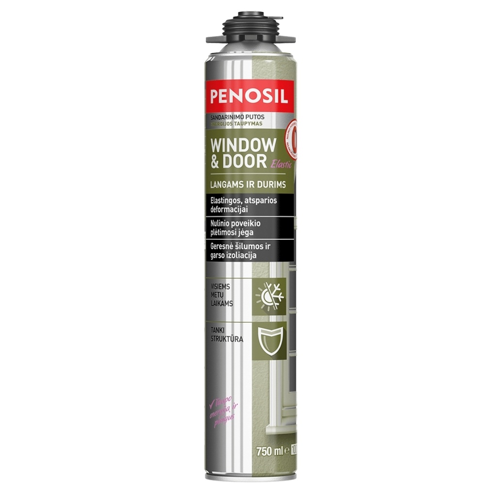 Elastingos šiaudelinės sandarinimo putos, Window & Door,  žalia, 750 ml, PENOSIL 