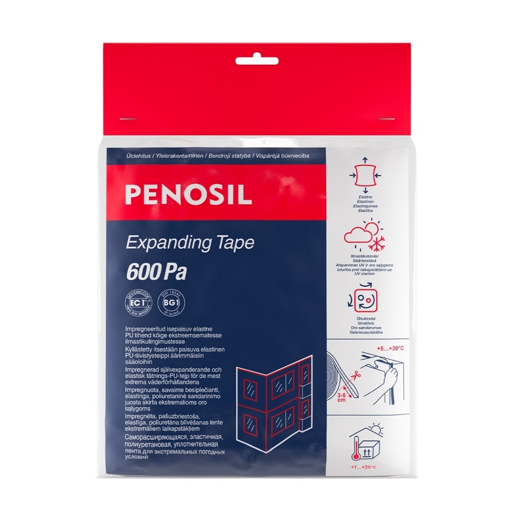 Isepaisuv tihenduslint Expanding Tape 600, must, 10/3-5mm, 10m/rull, PENOSIL