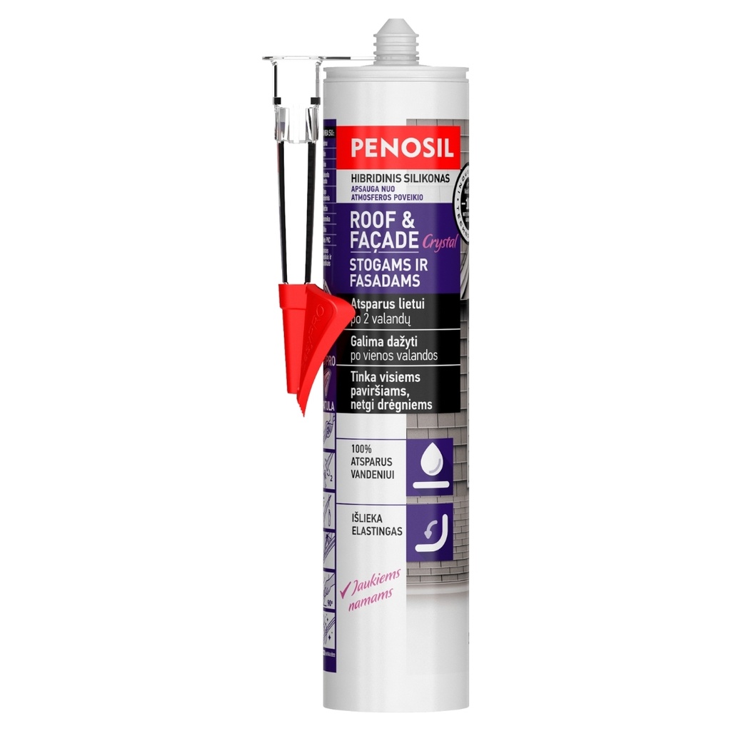 Bespalvis stogų ir fasadų hermetikas Roof&Facade Crystal , bespalvė, 290 ml, PENOSIL
