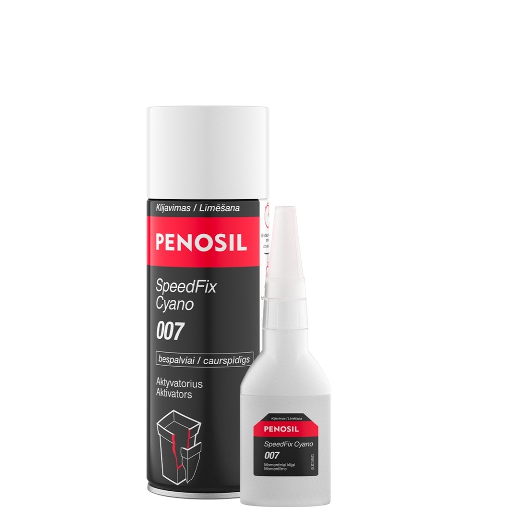Klijų rinkinys SpeedFix Cyano 007, bespalviai momentiniai klijai 50 g ir aktyvatorius 200 ml, PENOSIL