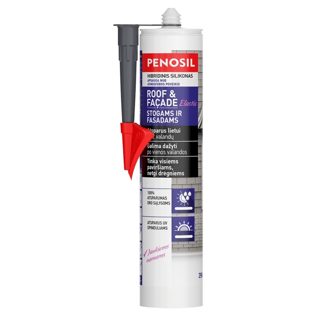 Elastne katuse- ja fassaadihermeetik Roof&Facade Elastic, hall, 290 ml, PENOSIL