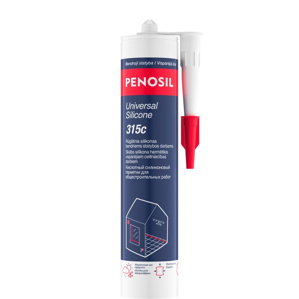 Universalus rūgštinis silikonas Universal Silicone 315, bespalvė, 280 ml, PENOSIL