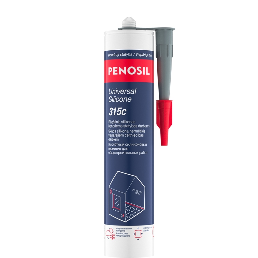 Universalus rūgštinis silikonas Universal Silicone 315c, pilka, 280 ml, PENOSIL