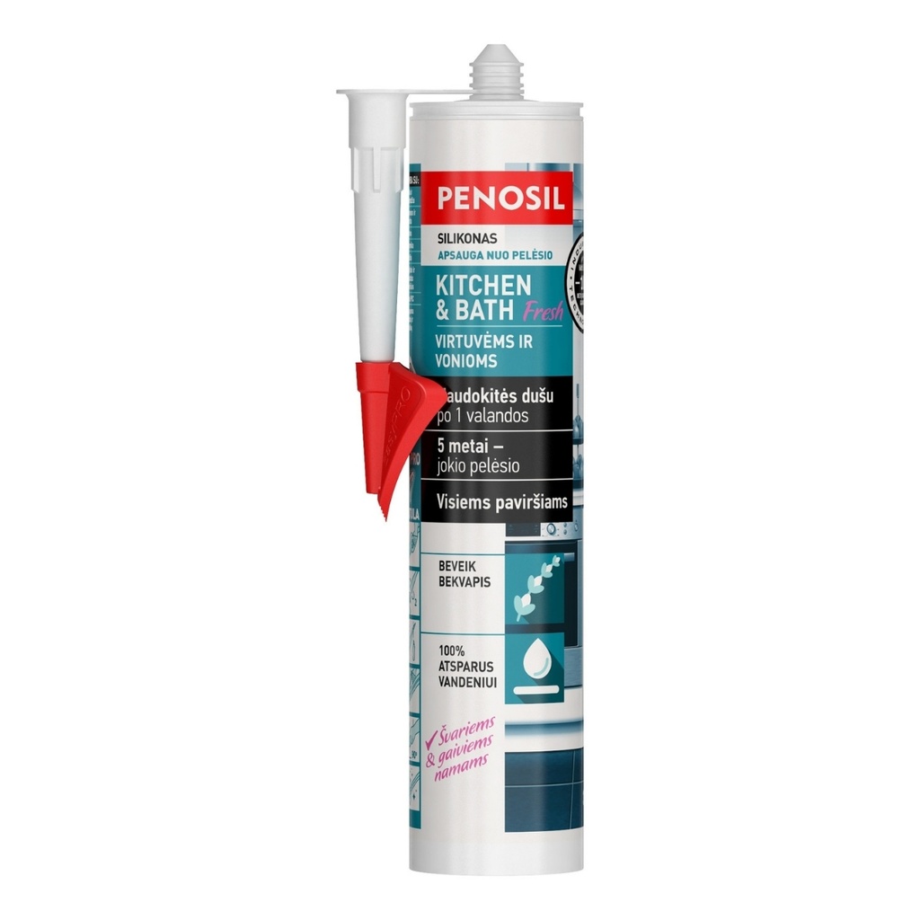 Silikonas virtuvei ir voniai Kitchen & Bath Fresh, balta, 310 ml, PENOSIL