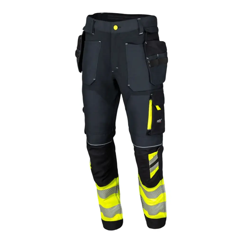 Trousers STRETCH PLUS HI-VIS, grey-yellow, REWELLY (50 size)