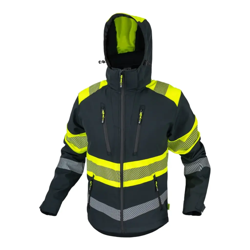 Jacket BERGO SOFTSHELL , grey-yellow, CANNYGO (M size)