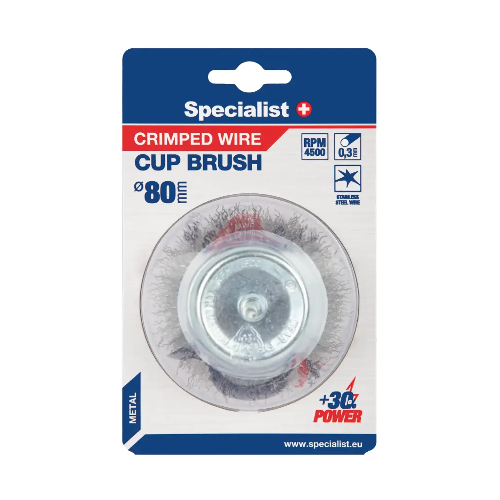 Wire cup brush, straight wire, with shank, 80 mm, SPECIALIST+