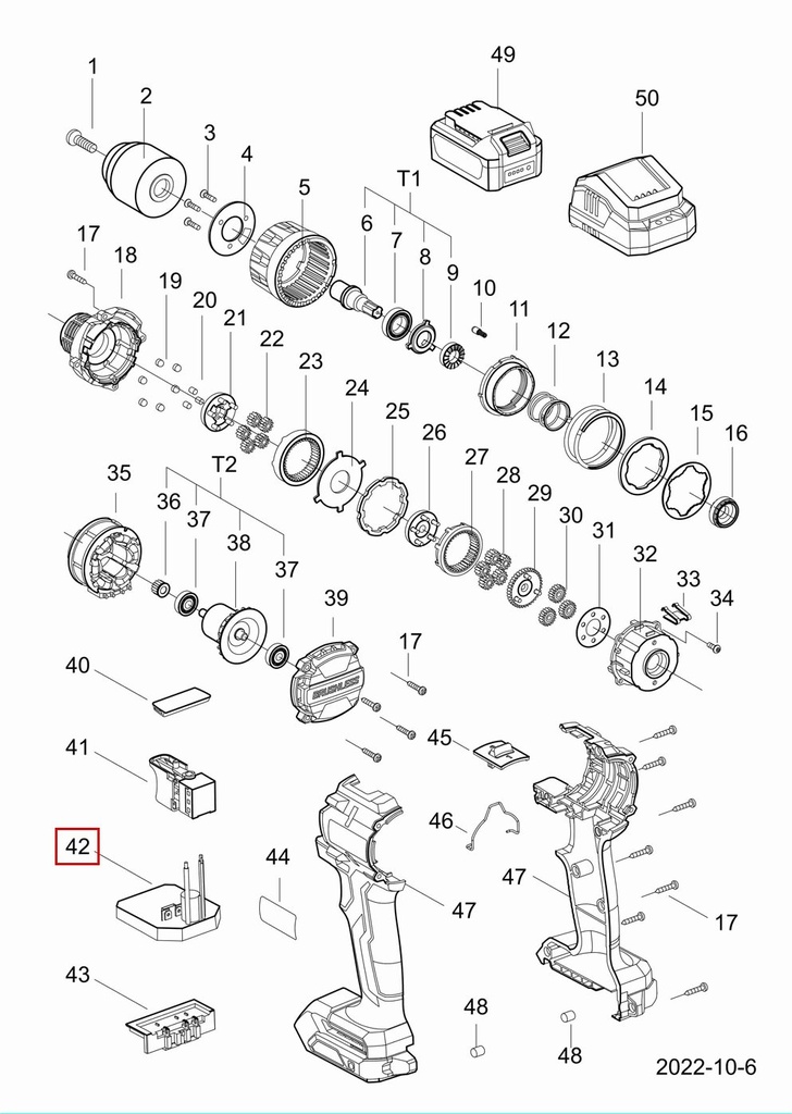 20 V bešepetėlinio gręžtuvo plokštė (PCBA), KDJZ2060i, DCK