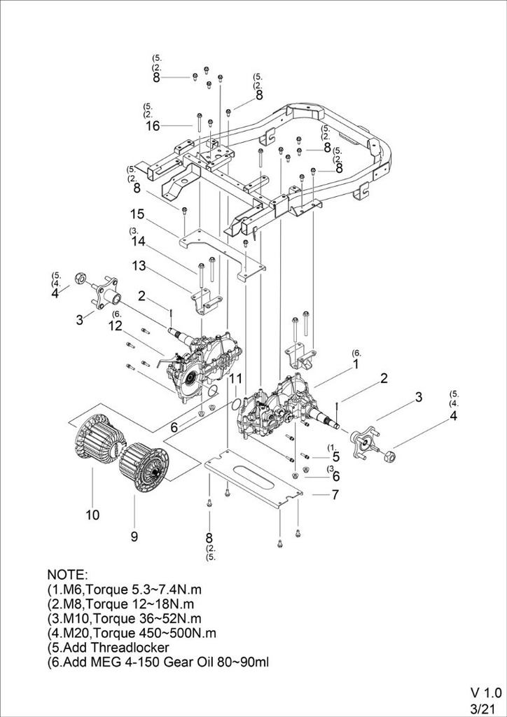 Kairysis pavaros variklis KDZTR58421, DCK