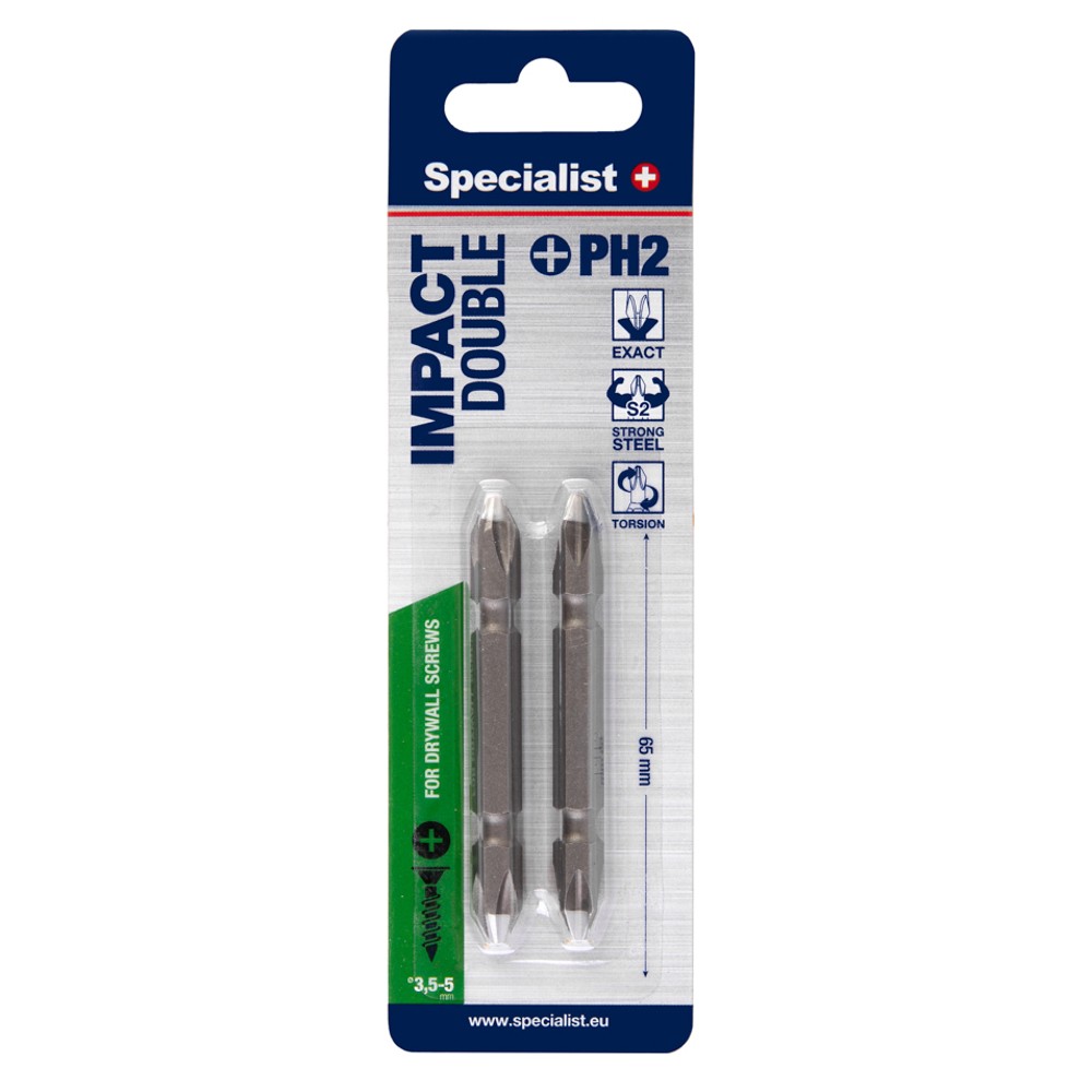 SPECIALIST+ double-ended screwdriver bit PH2/PH2, 2 pcs