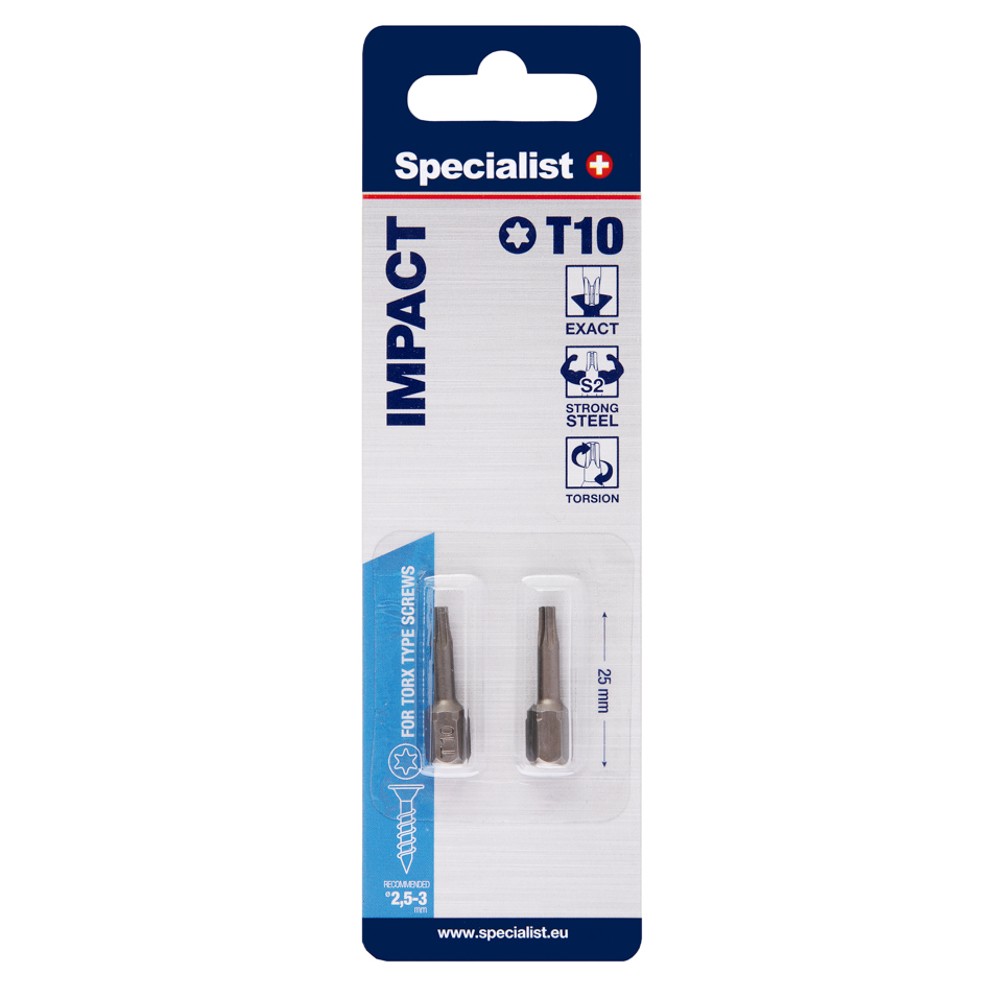 SPECIALIST+ screwdriver bit, T10, 2 pcs