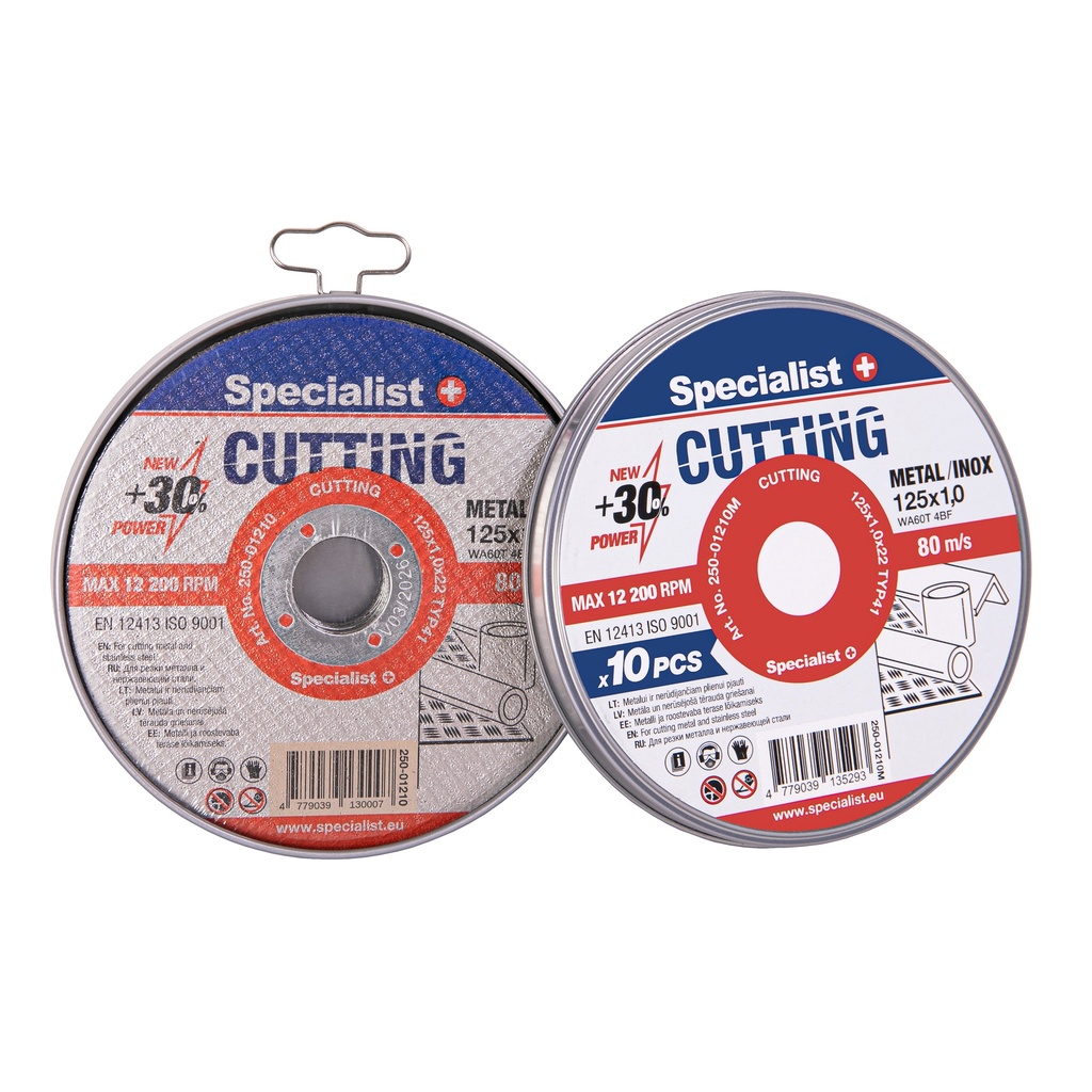 SPECIALIST+ metāla griešanas disks, 125 x 1 x 22 mm CUTTING, 10 gab. metāl. D