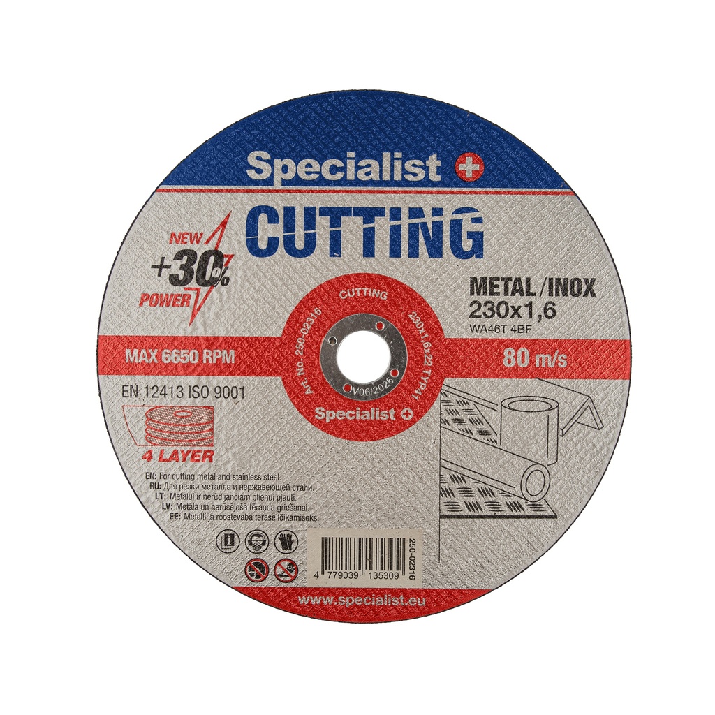 SPECIALIST+ metalli lõikeketas CUTTING, 230x1,6x22 mm
