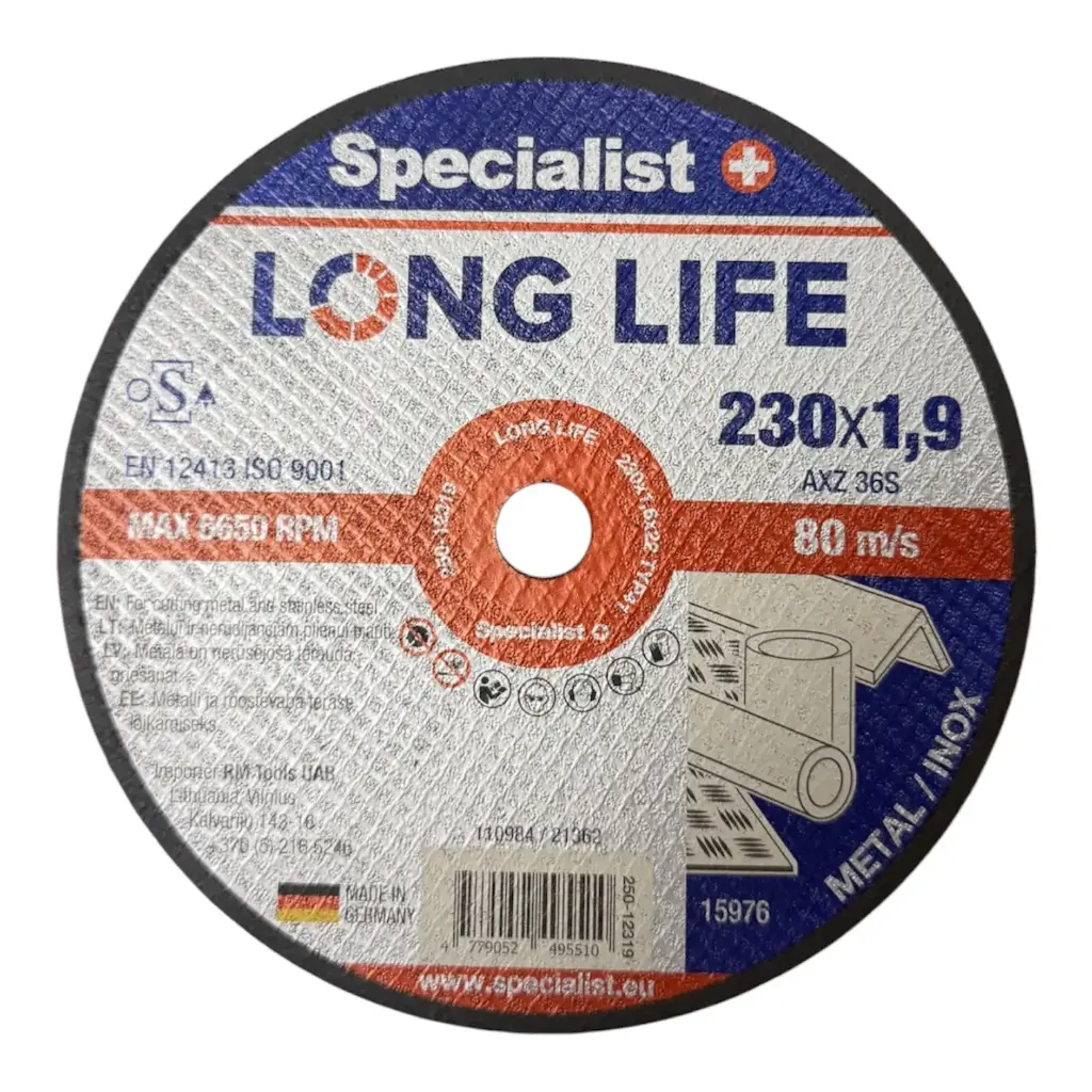 SPECIALIST+ metāla griešanas disks LONG LIFE, 230 x 1.9 x 22 mm