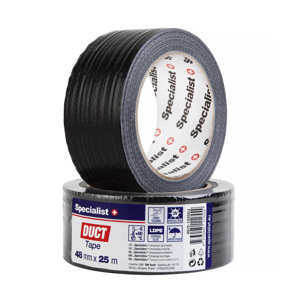 SPECIALIST+ universal duct tape, black, 25 m x 48 mm