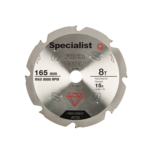 [57-003] SPECIALIST+ griešanas disks šķiedru cementam, 8T 165 x 20 mm