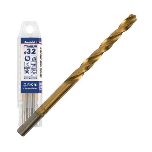 [64/1-0032Q] SPECIALIST+ metalo grąžtas TITAN, 3.2 mm, 10 vnt.